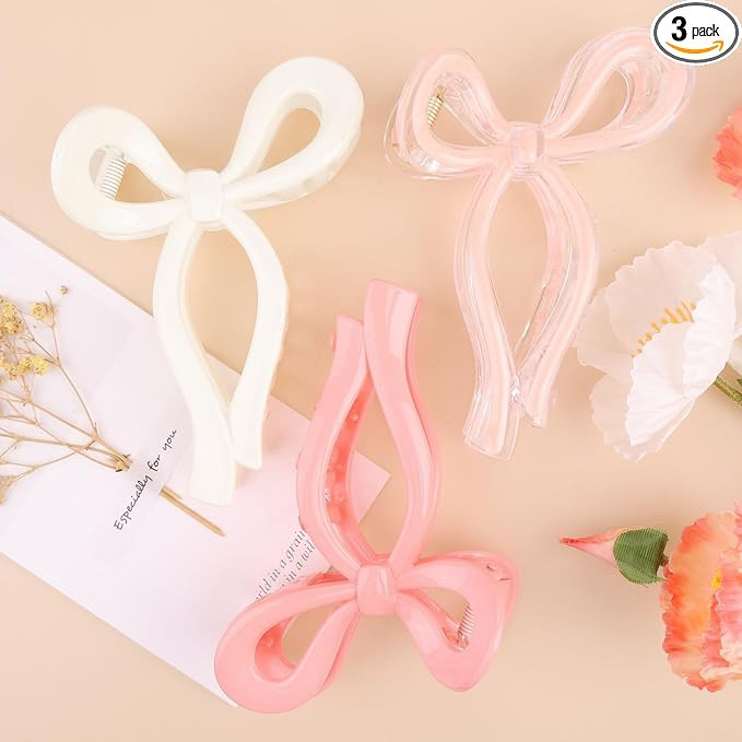 3 Pcs Bow Hair Clips Elegant Hair Claw Butterfly Hair Accessories for Girls Nonslip Butterfly Cli... | Amazon (US)