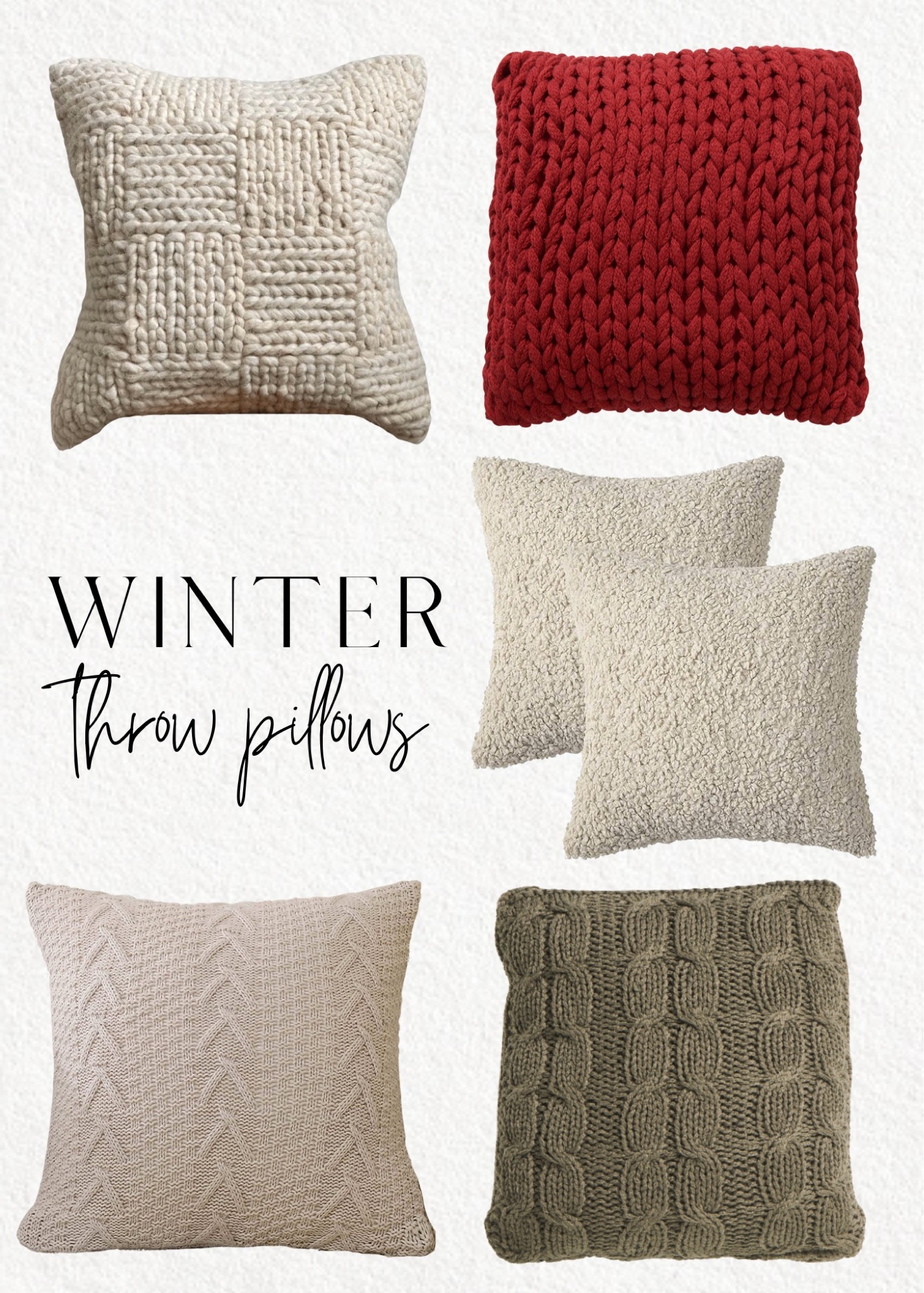 Christmas throw pillows! 

Chunky knitted throw pillows, knitted throw pillows, sweater pillows, couch pillow, Christmas, Deb and Danelle 

#LTKhome #LTKSeasonal #LTKHoliday