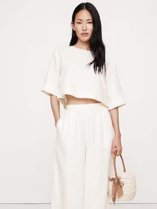 Linen Boat-Neck Cropped Top | Banana Republic (US)