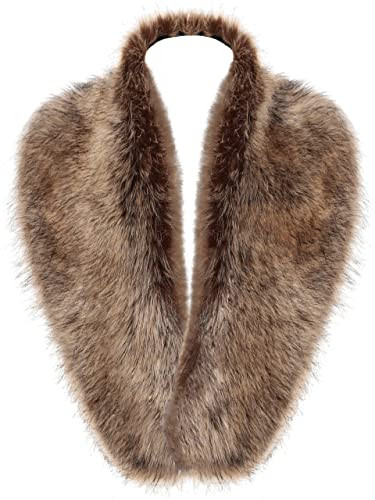 LA CARRIE Women's Faux Fur Collar Scarf Wrap Shawl Cold Winter Warmer(Raccoon) | Amazon (US)
