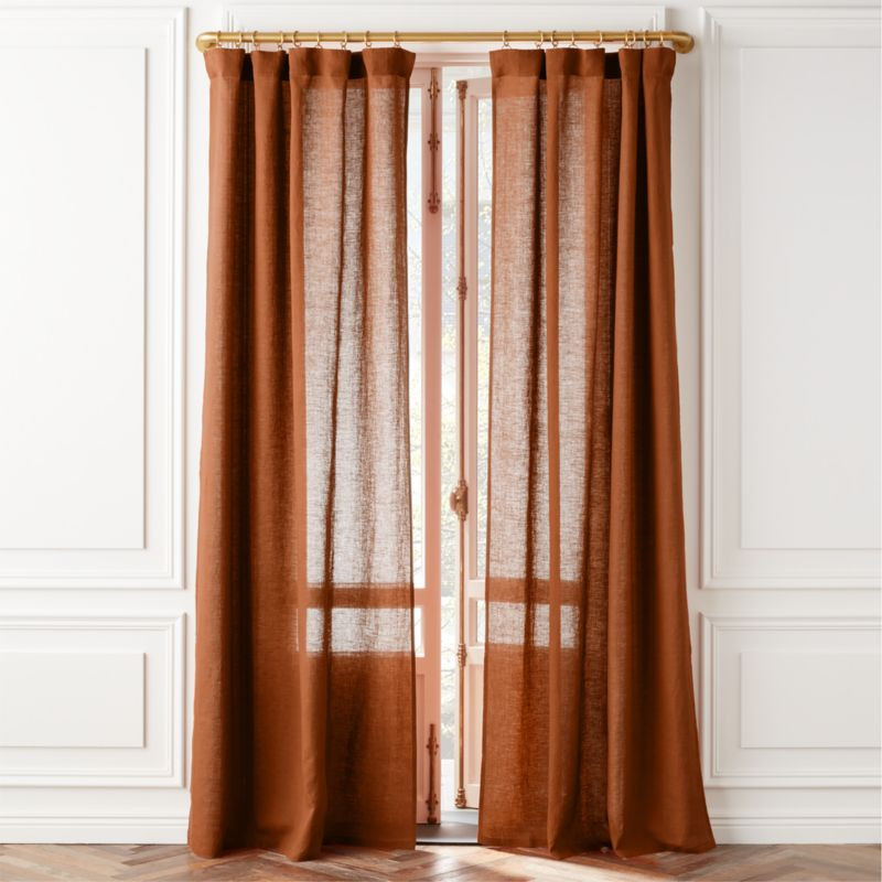 EUROPEAN FLAX-Certified Linen Orange Window Curtain Panel 48''x108" + Reviews | CB2 | CB2