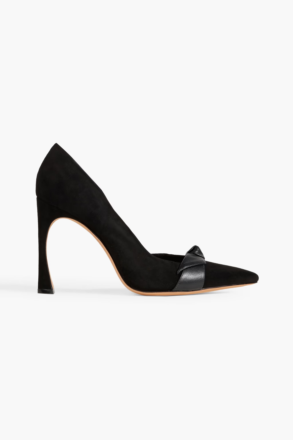 Clarita 100 bow embellished leather-trimmed suede pumps | The Outnet (US and CA)