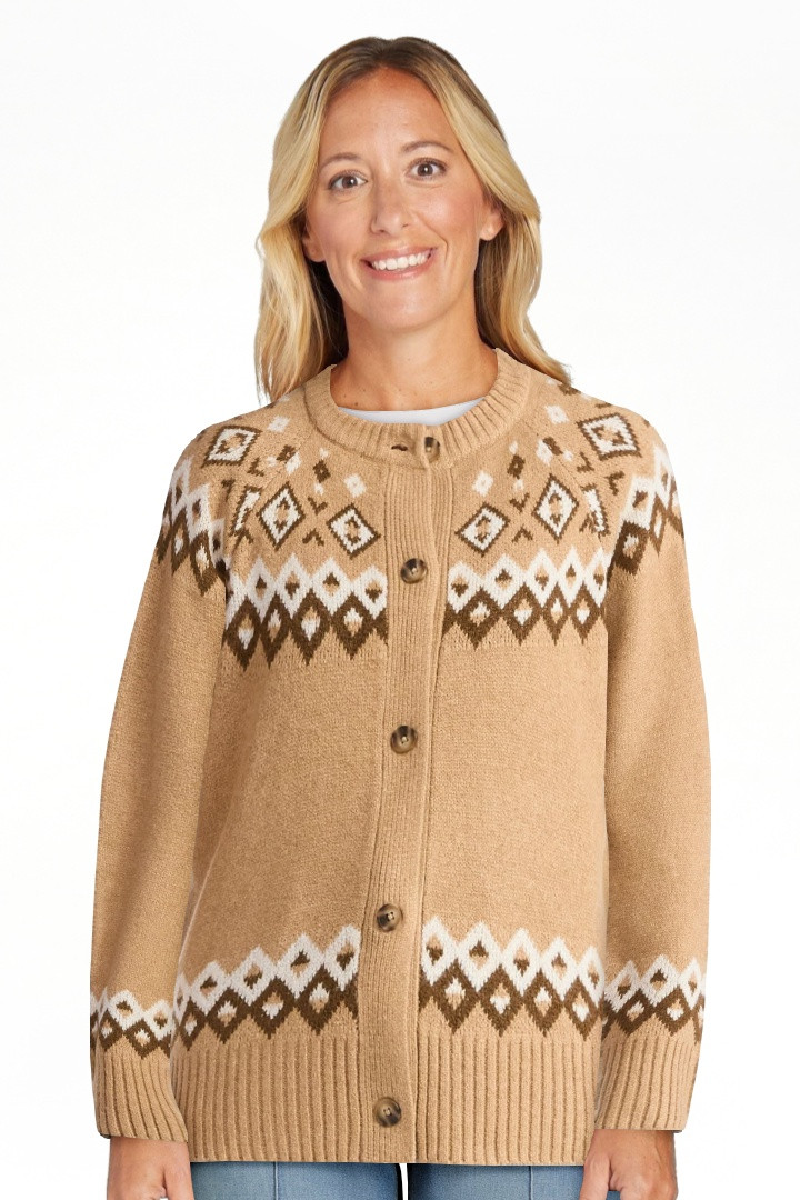 Time and Tru Women's Fair Isle Cardigan Sweater, Midweight, Size XS-XXXL | Walmart (US)