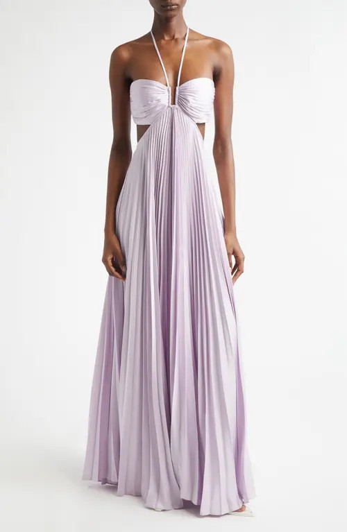 A.L.C. Moira Pleated Cutout Maxi Dress in Lilac at Nordstrom, Size 0 | Nordstrom