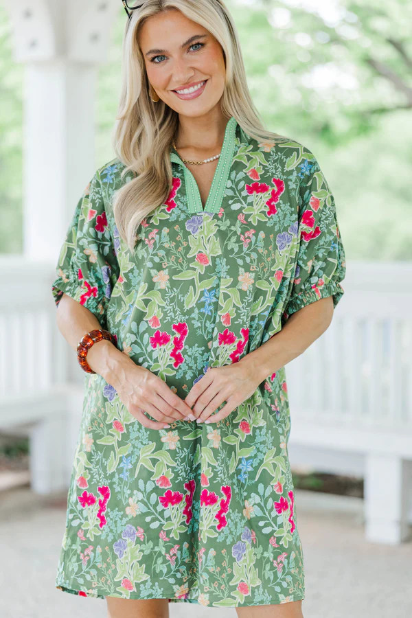 Keep Dreaming Green Floral Dress | The Mint Julep Boutique