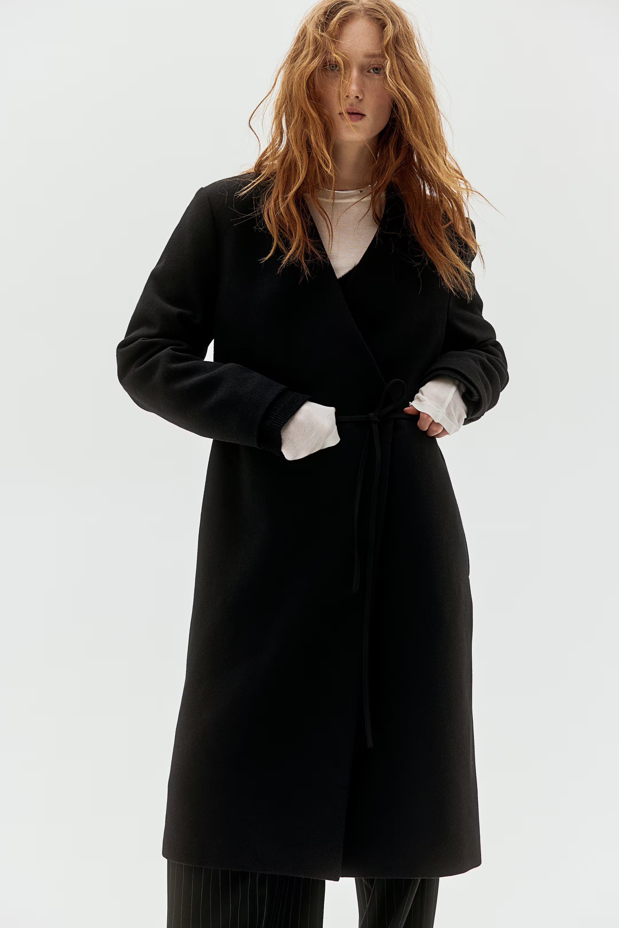 Tie-Detail Felted Coat | H&M (US + CA)