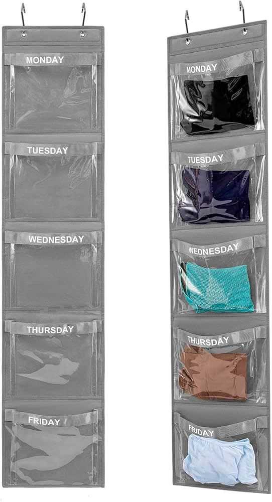 2 Pcs Day of Week Clothing Organizer Monday to Friday School Clothes Organizer for Kids Weekly Ha... | Amazon (US)