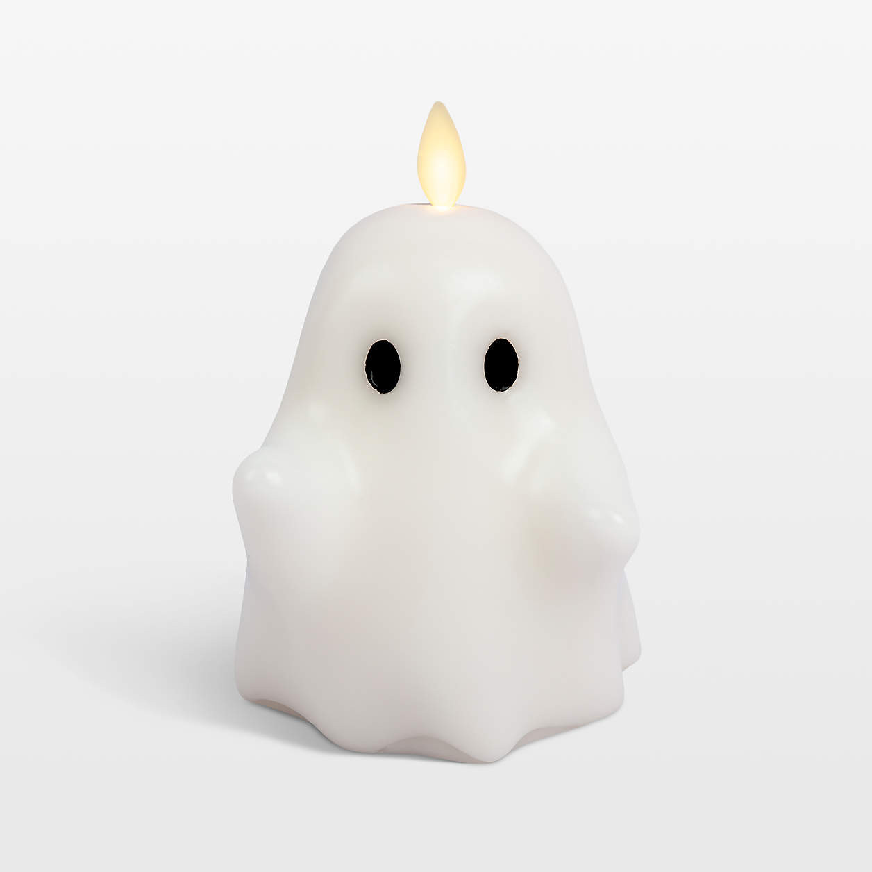 Flicker Flameless White Ghost Candle | Crate & Barrel | Crate & Barrel