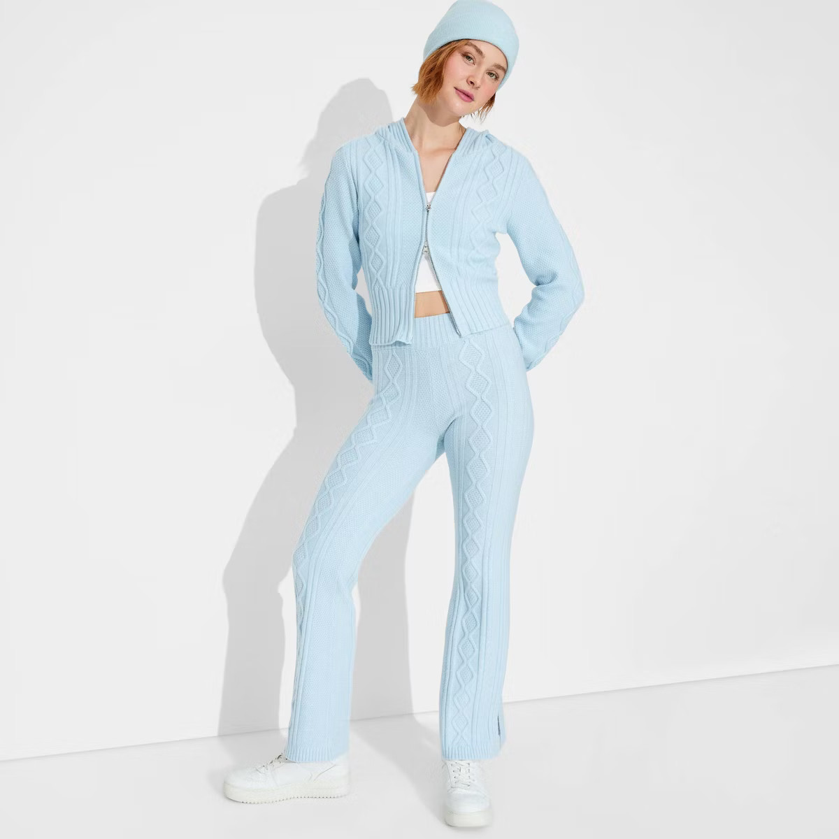 Women's Mid-Rise Cable Pants - Wild Fable™ Light Blue M | Target