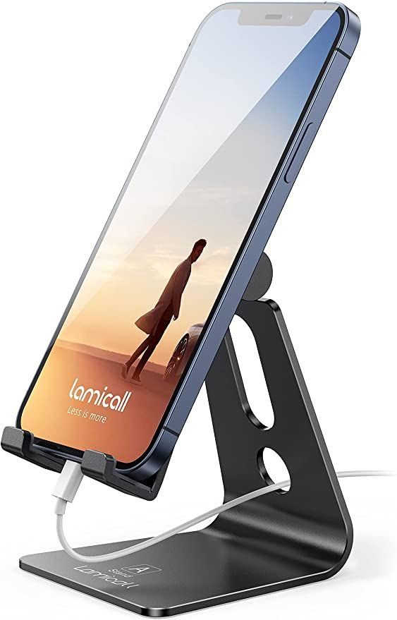 Adjustable Cell Phone Stand, Lamicall Desk Phone Holder, Cradle, Dock, Compatible with iPhone 14,... | Amazon (US)