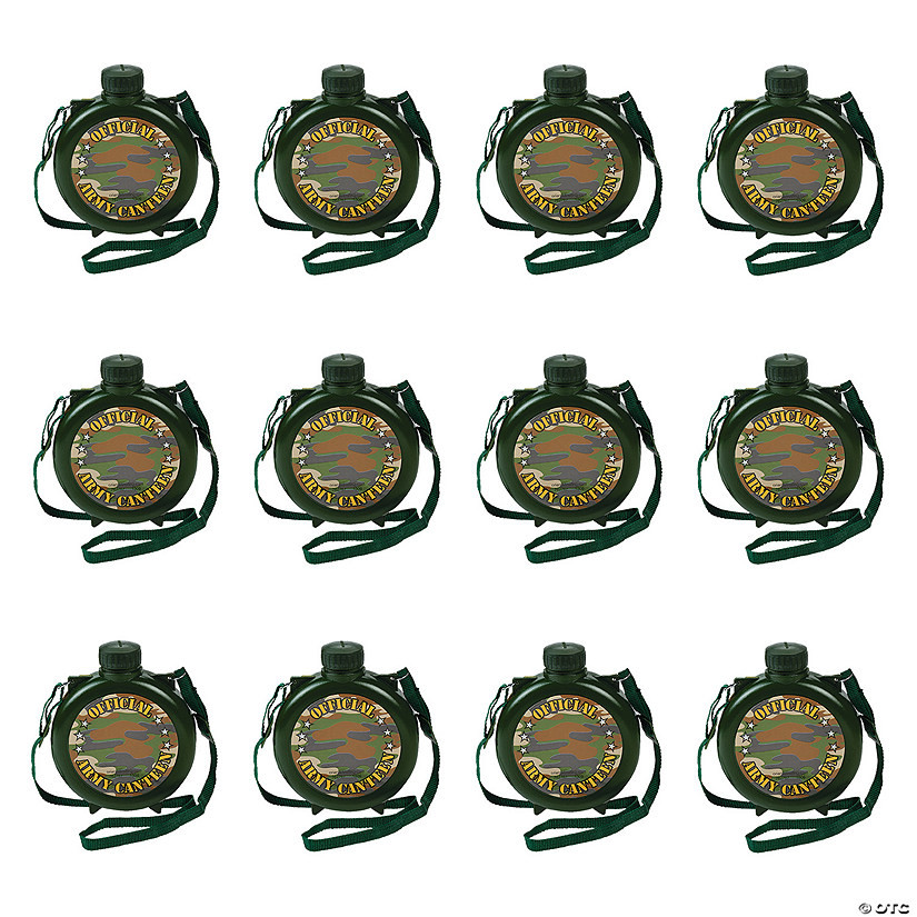 4 1/2" x 5 1/2" 15 oz. Camouflage BPA-Free Plastic Canteens - 12 Pc. | Oriental Trading Company