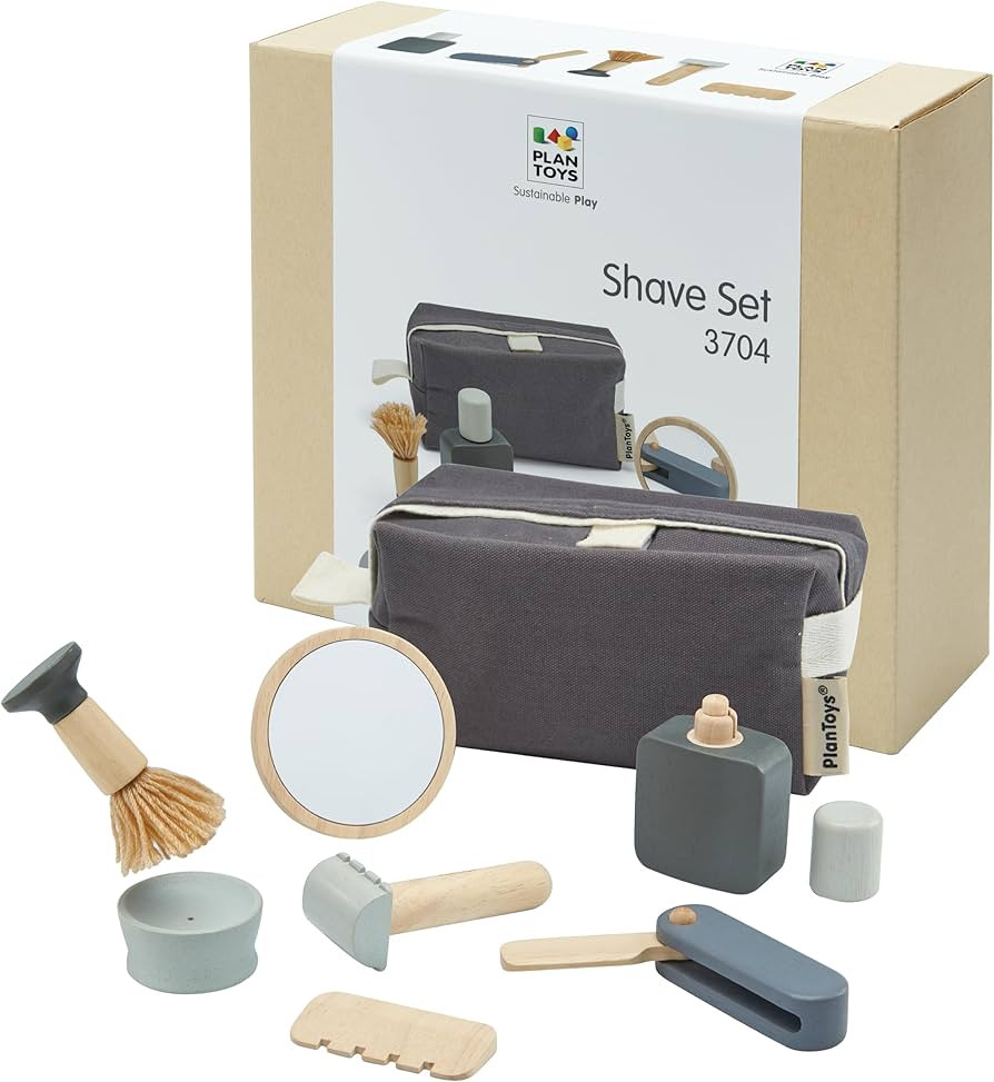 PlanToys® Wooden Pretend Play Grooming Kit for Kids | Montessori Barber Role Play Toy with After... | Amazon (US)