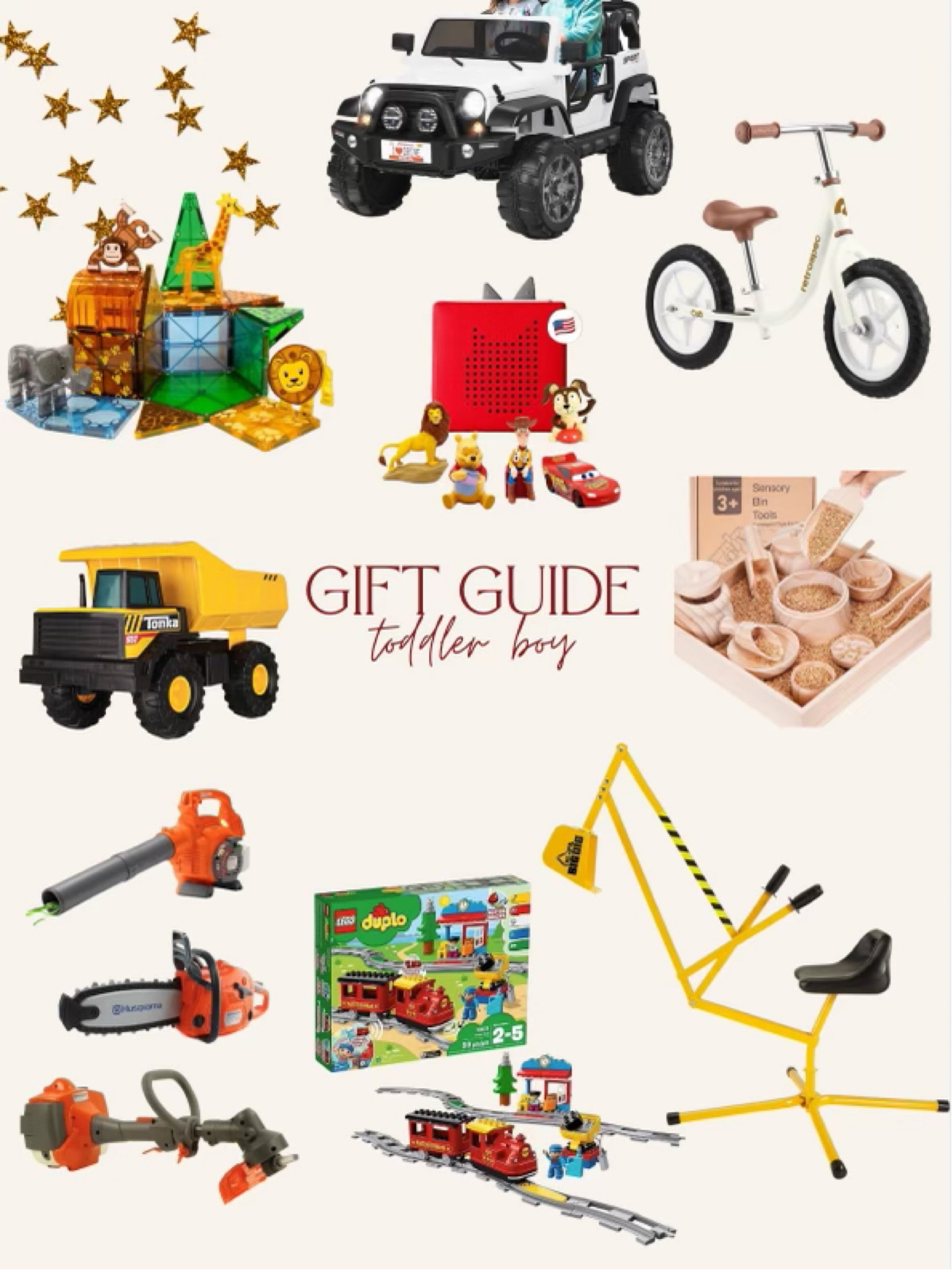 Lego Duplo train
Construction toys
Tonie box audio player


#LTKHoliday #LTKGiftGuide #LTKhome