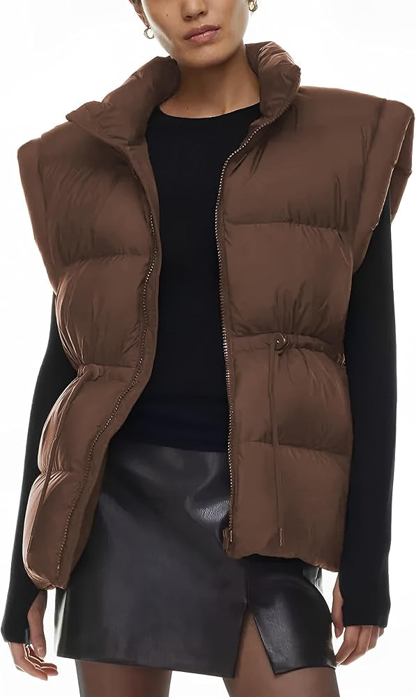 Ameliever Womens Puffer Vest Stand Collar Quilted Zip Up Padded Gilet Puffy Sleeveless Jacket Bub... | Amazon (US)