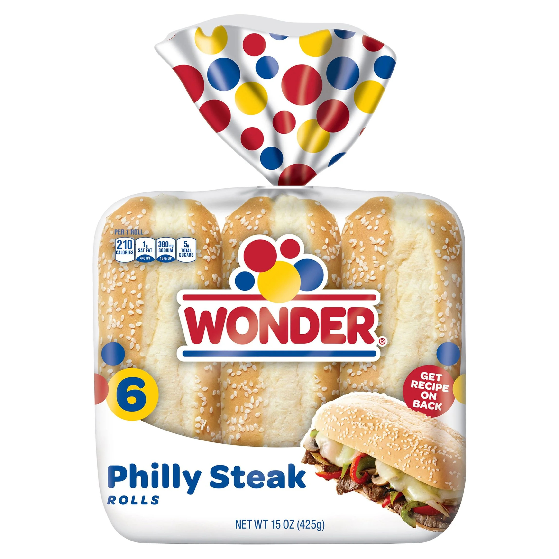 Wonder Bread Philly Steak Rolls, White Bread Sub Rolls, 15 ounce, 6 Count | Walmart (US)
