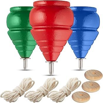 Authentic Spinning Tops Classic Wooden Trompos [Set of 3] | Amazon (US)