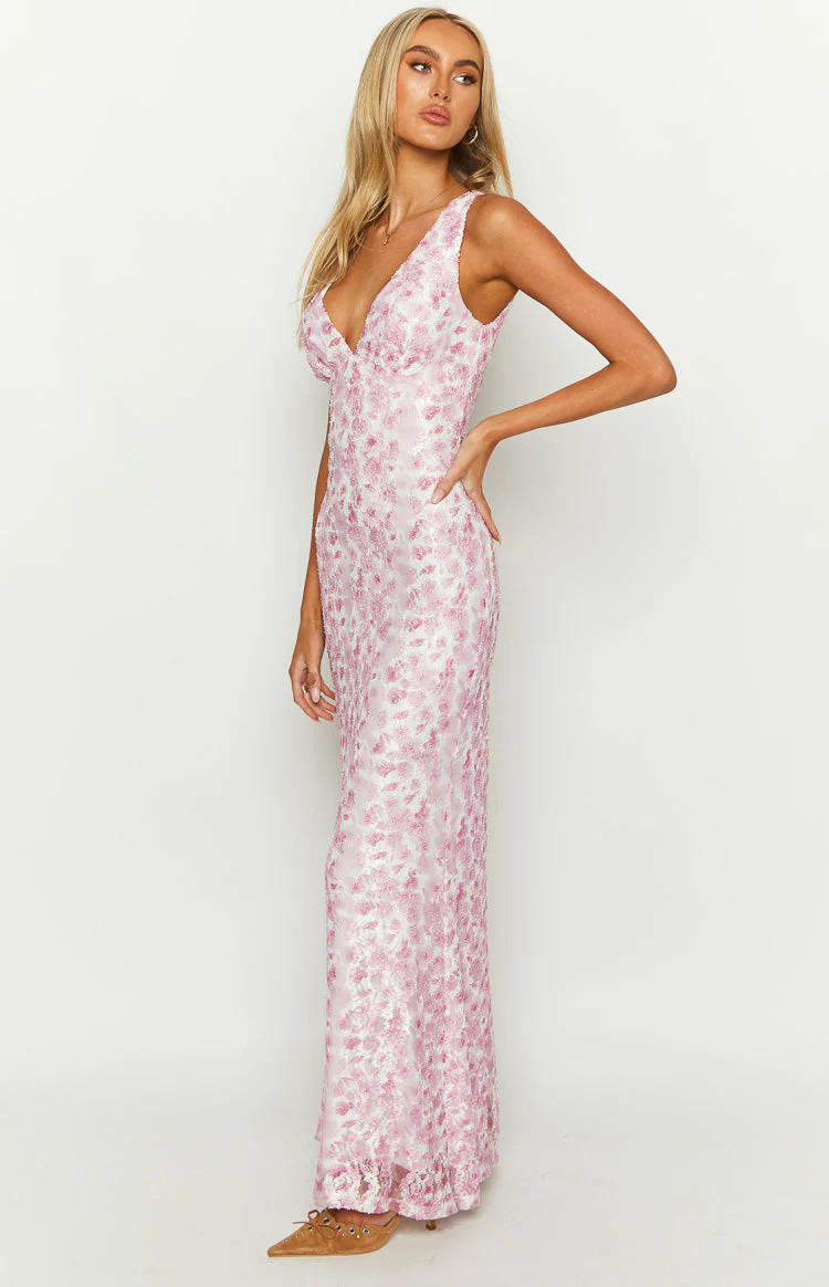 Farida Pink Lace Maxi Dress | Beginning Boutique (US)