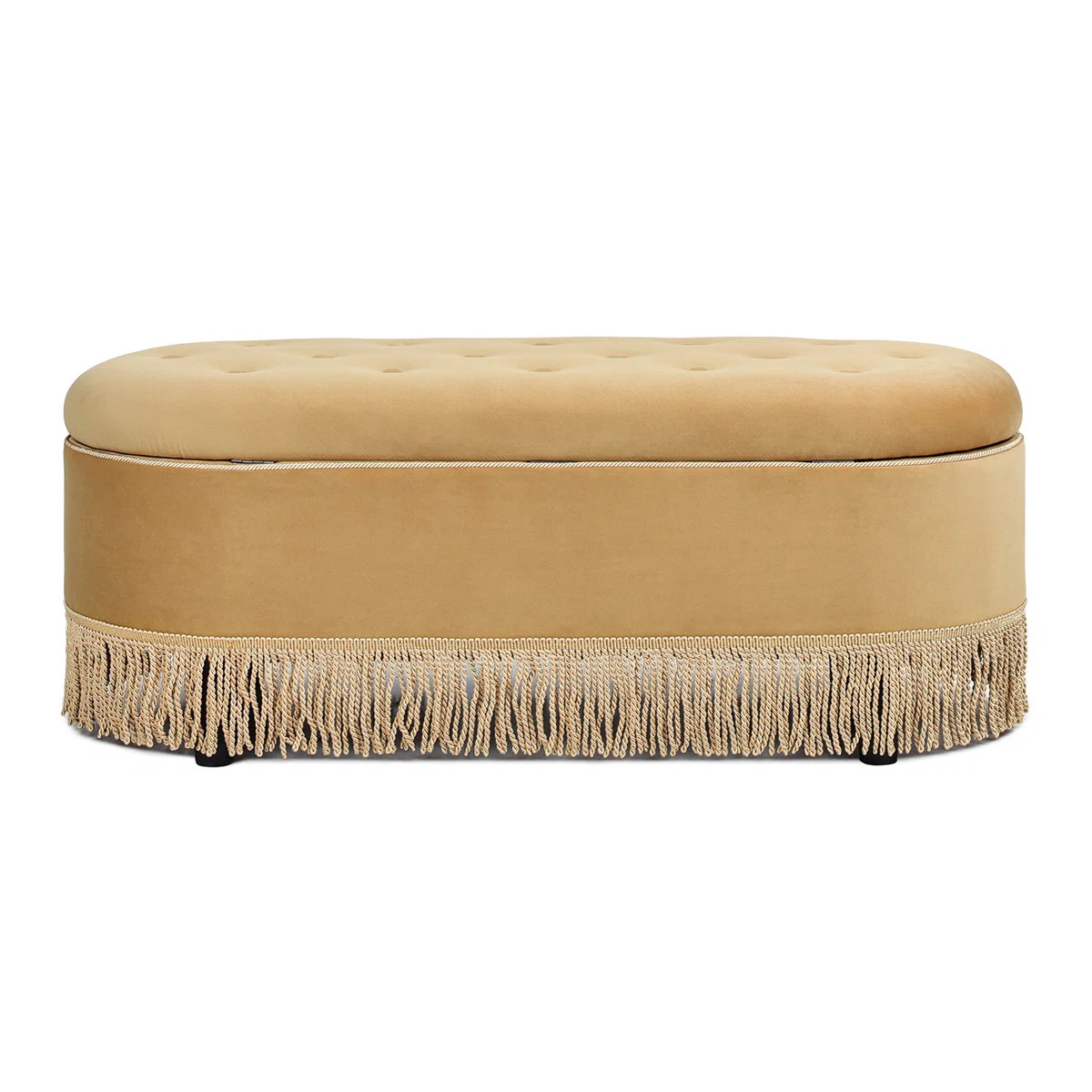 Oval Tufted Bullion Fringe Storage Bench | Wayfair North America