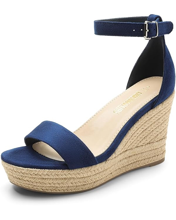 DREAM PAIRS Women's Open Toe Espadrilles Wedge Sandals, Comfortable Adjustable Ankle Strap 3.6 In... | Amazon (US)