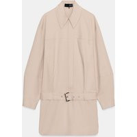 Zara - Belted Mini Dress - Sand - M - Woman | Zara US
