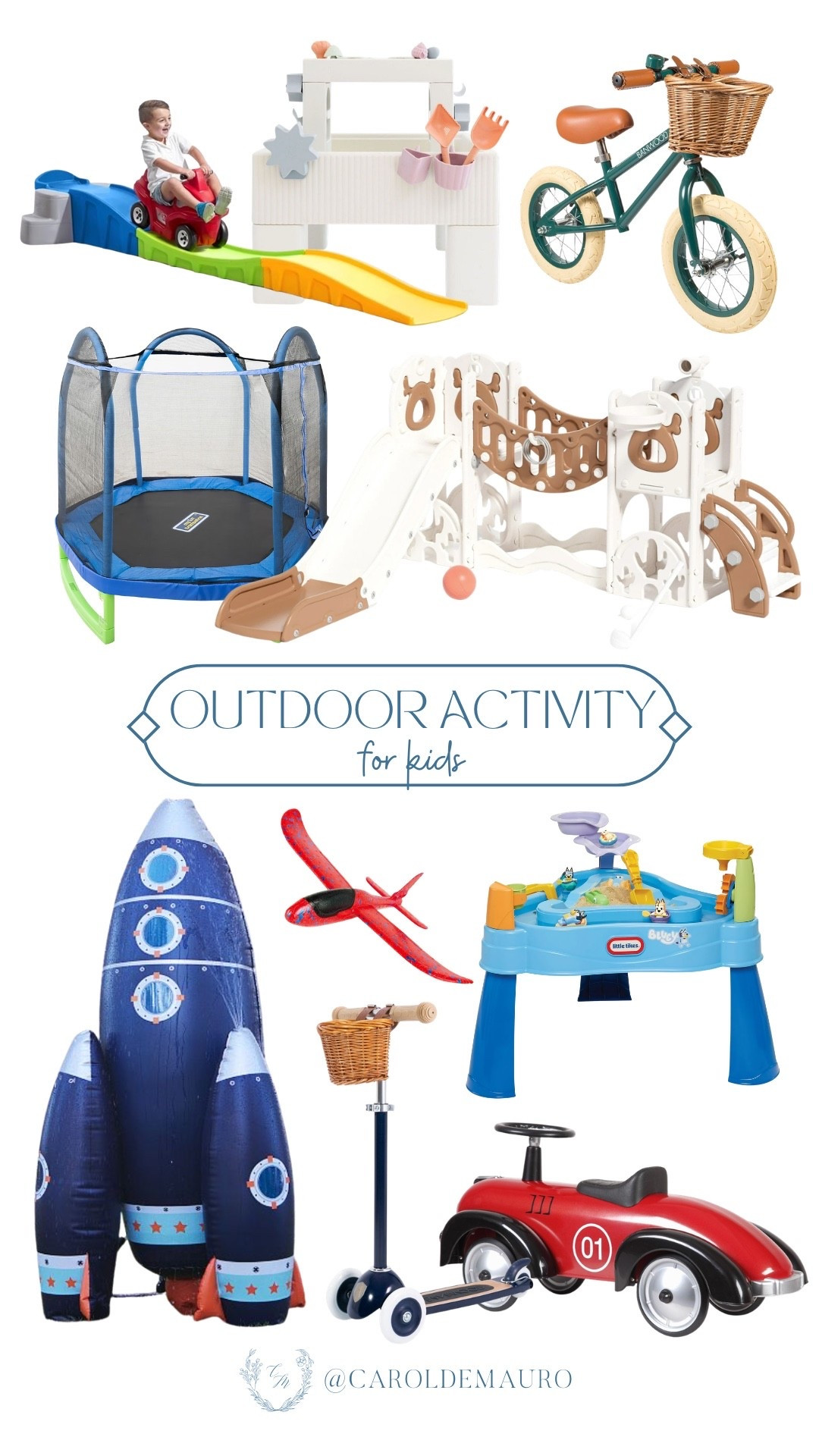 Your kids deserve endless playtime for the upcoming spring break! So here are some toys they'll surely love – from a trampoline, bicycle, space ship sprinkler, outdoor race car, and more.

kids toy, backyard adventure, learning through play, spring activities, family bonding, screen free weekend, sensory play, gift guide for kids

#LTKSwim #LTKHome #LTKU
