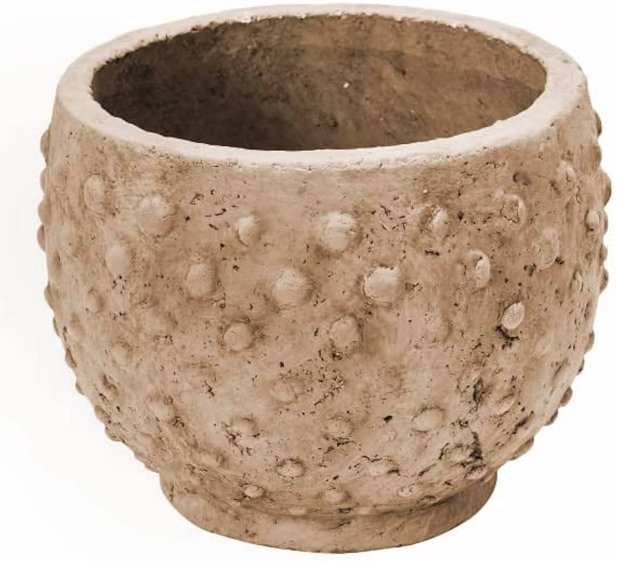 Creative Co-Op Sandstone Hobnail, Distressed Finish Planter Pot, 9" L x 9" W x 7" H, Beige | Amazon (US)