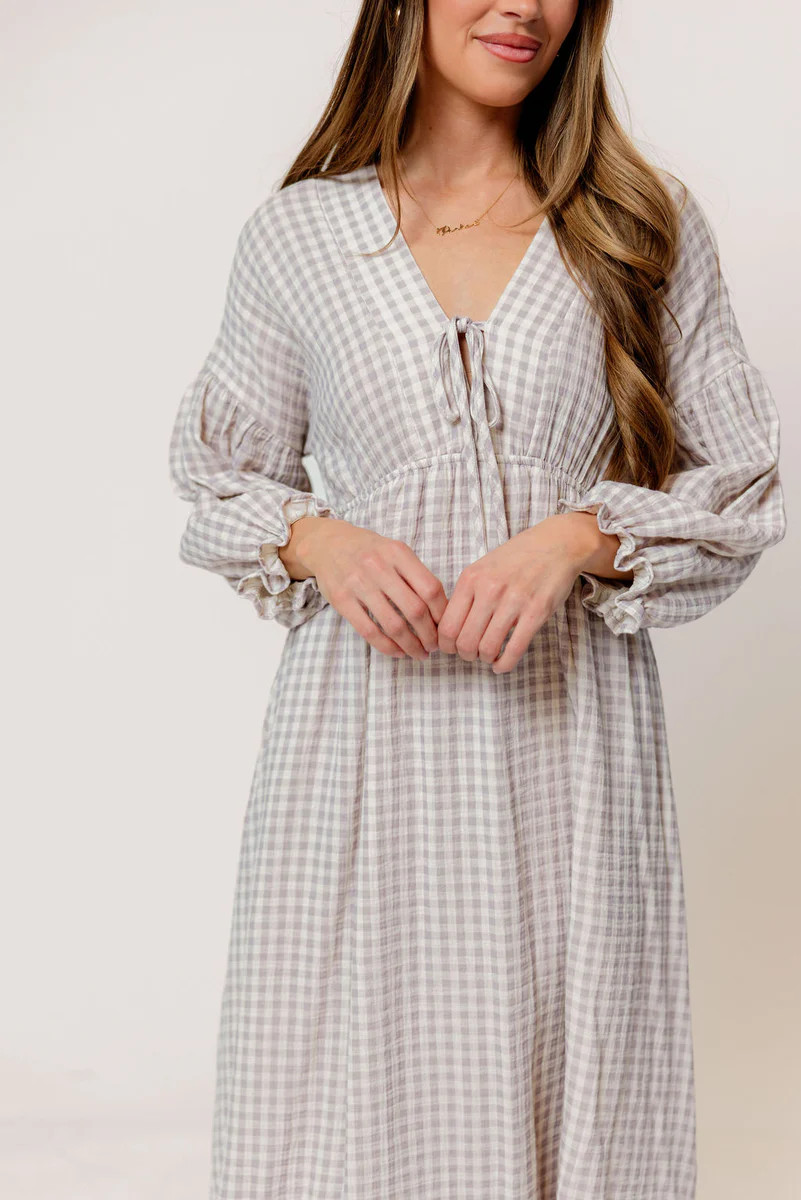 Hunter 100% Cotton Midi Dress in Wisteria Plaid (Lined) - Bump Friendl | Worth Collective