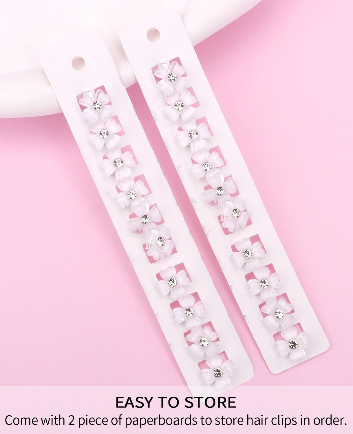 Wecoe Small White Flower Hair Accessories - 20 Pcs Tiny Mini Four Petals Bling Clips for Women - ... | Amazon (US)