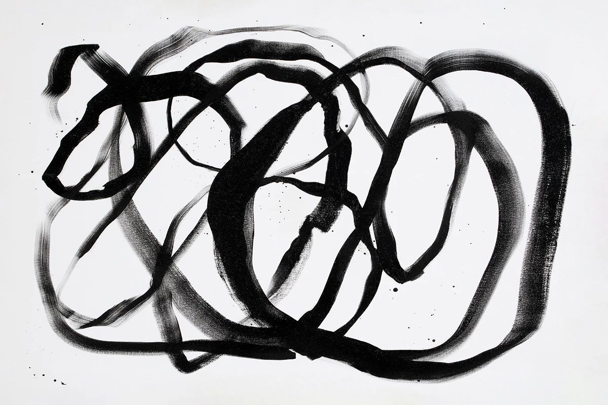 KNOTS I Large Wall Art Black+White Abstract Painting by Jenny Komenda | Juniper Print Shop