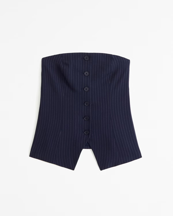 Tailored Button-Through Tube Top | Abercrombie & Fitch (US)