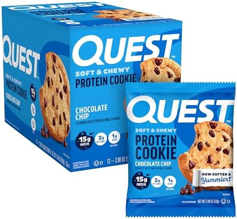 Quest Nutrition Chocolate Chip Protein Cookie, 15g Protein, 1g Sugar, 2g Net Carbs, Keto Friendly... | Amazon (US)