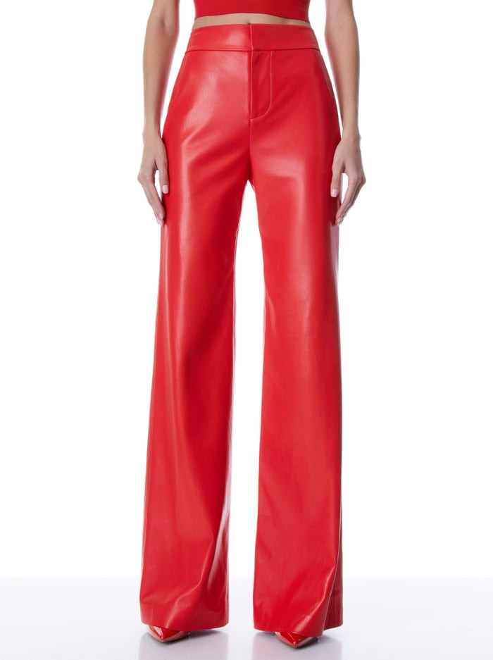 DEANNA HIGH WAISTED VEGAN LEATHER BOOTCUT PANT | Alice + Olivia