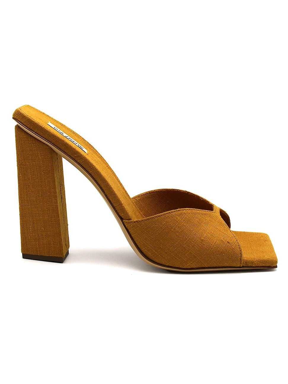 Women's Linen Block-Heel Mules - Light Caramel - Size 11 | Saks Fifth Avenue
