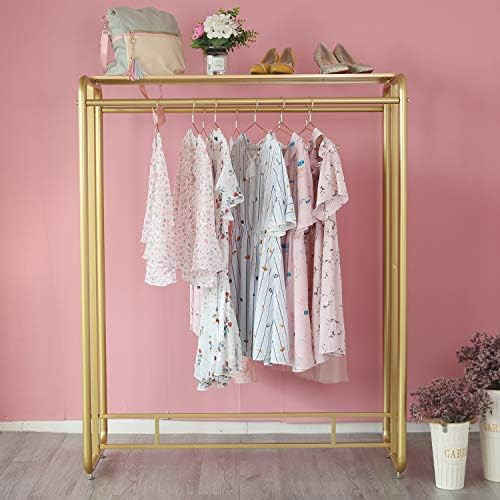FONECHIN Heavy Duty Gold Clothing Rack for Boutique Use, Metal Garment Rack with Top Shelf, Dual-... | Amazon (US)
