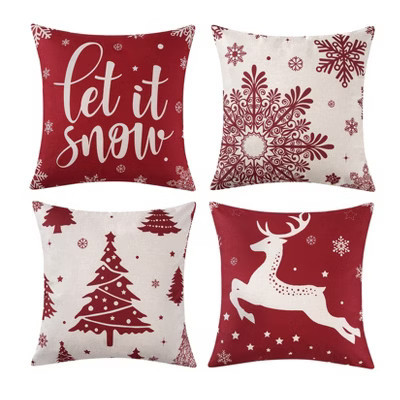 Christmas Decoration Pillow Covers 18 x18 Set of 4 Farmhouse Decorative Throw Pillows for Home Deer Rustic Xmas Tree Pillow Cases for Sofa Couch | Target