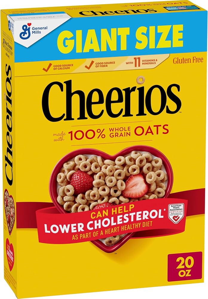 Cheerios, Heart Healthy Gluten Free Breakfast Cereal, Giant Size, 20 oz | Amazon (US)