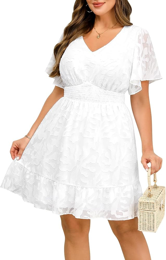 Pinup Fashion Women Plus Size Dresses Summer -Graduation Wedding Guest Casual Semi Formal Short D... | Amazon (US)