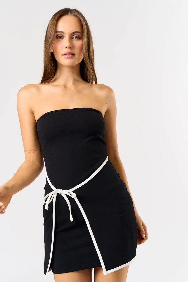 Contrast Wrap Front Tube Mini Dress | TandyWear