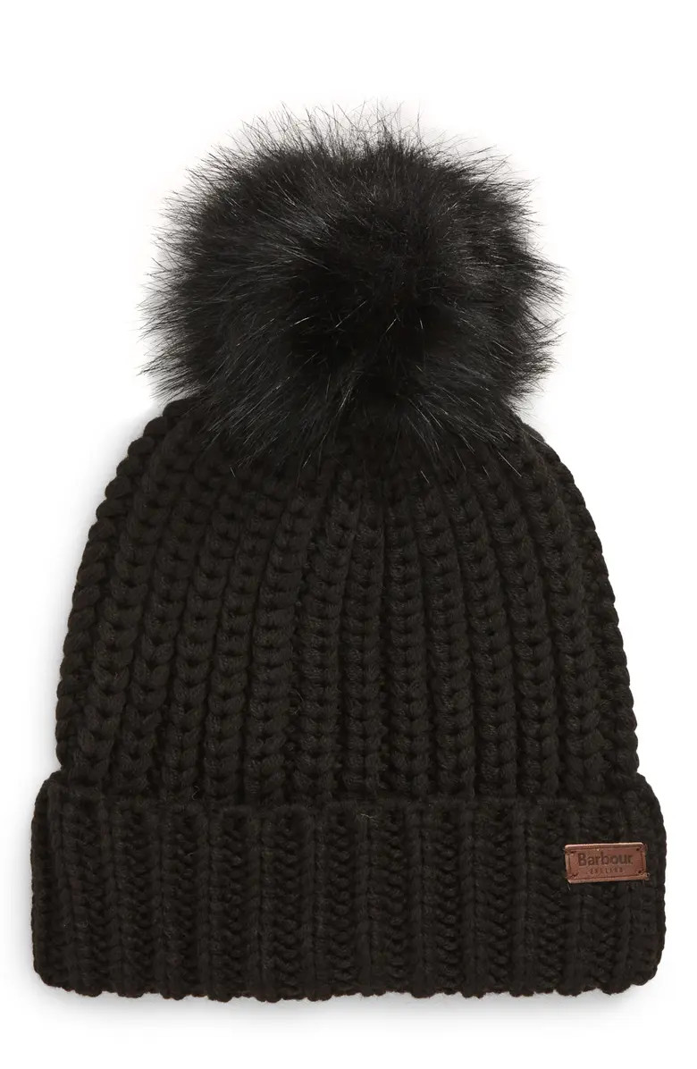 Barbour Saltburn Knit Beanie with Faux Fur Pom | Nordstrom | Nordstrom
