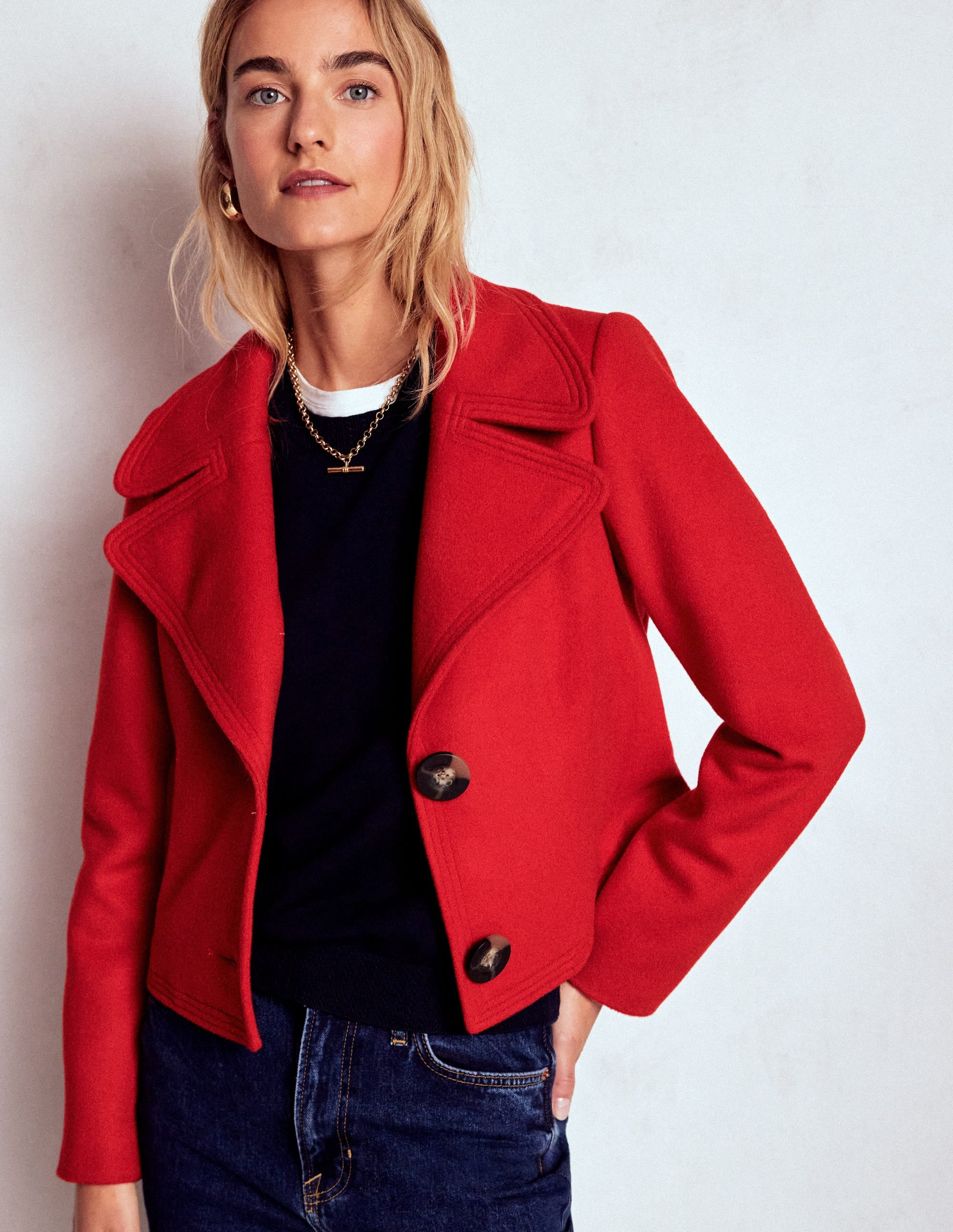 Topstitch Jacket-Poppy Red | Boden (US)