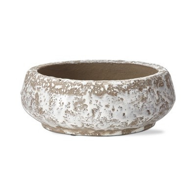 TAG Laguna Low Bowl Planter White Glazed Terracotta, 8.5L x 8.5W x 3.5H inches, Holds 7 inch Drop in Pot | Target
