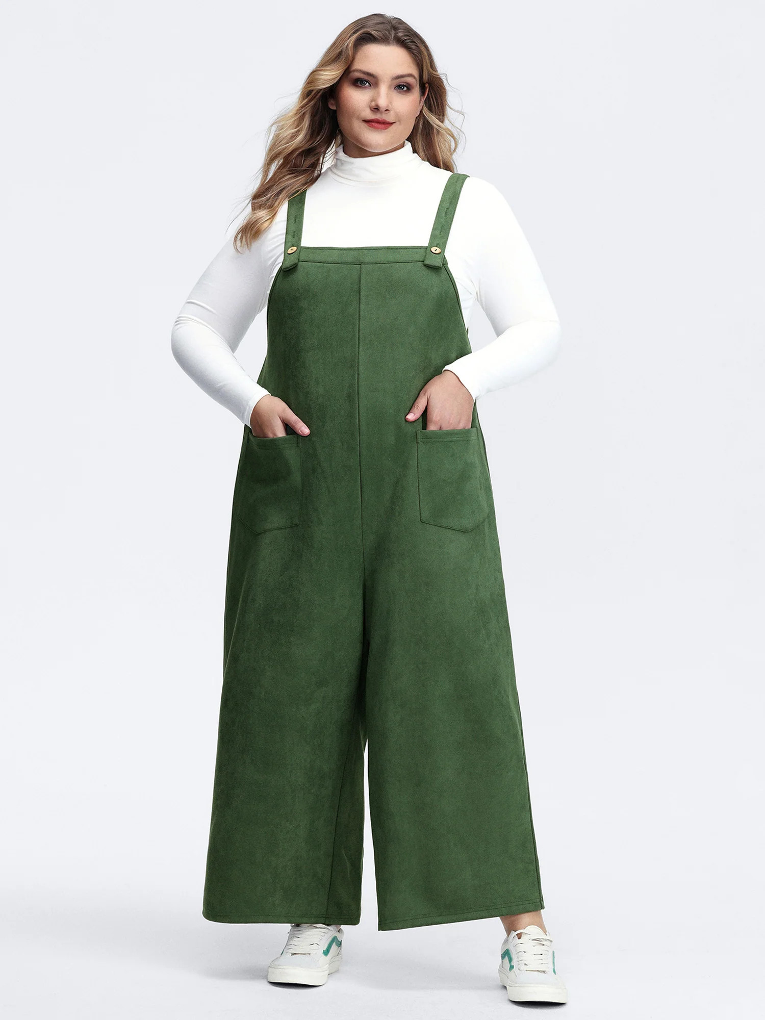 Suede Velvet Patch Pocket Stretchy Jumpsuit | Bloomchic