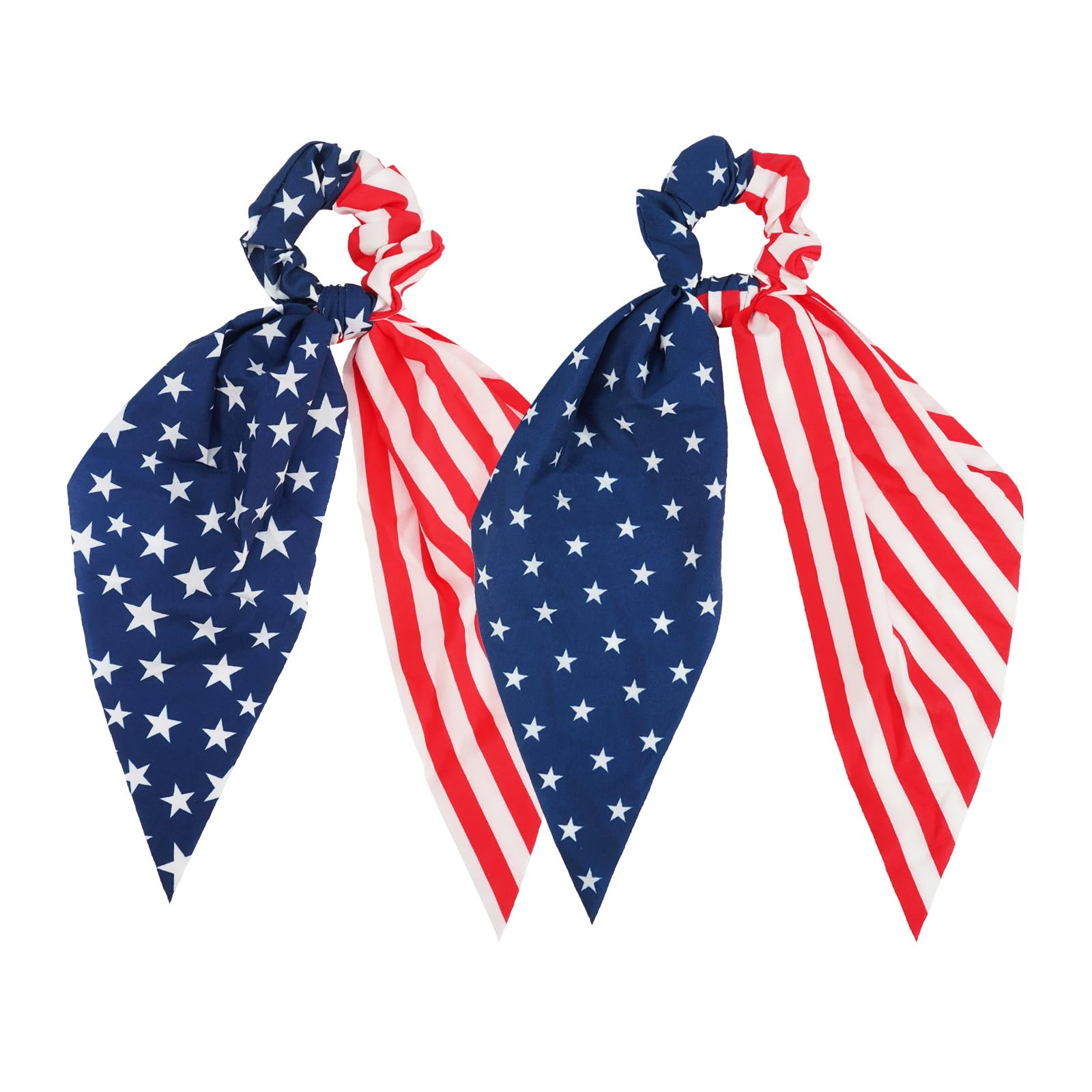 American Flag Hair Scrunchies Patriotic Star Hair Scarf Red White and Blue Ribbon Hair Bows | Amazon (US)