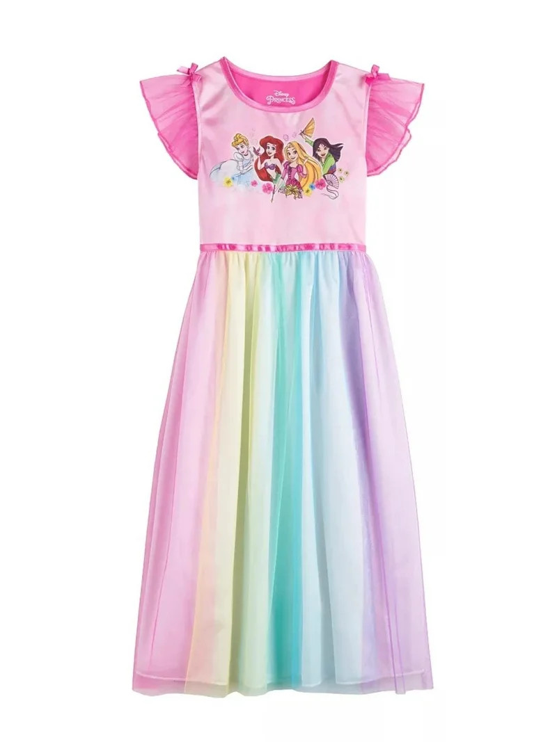 Disney Girls' Fantasy Nightgown Princess Dress Pajama, Rainbow - Princesses, Size 4 | Walmart (US)