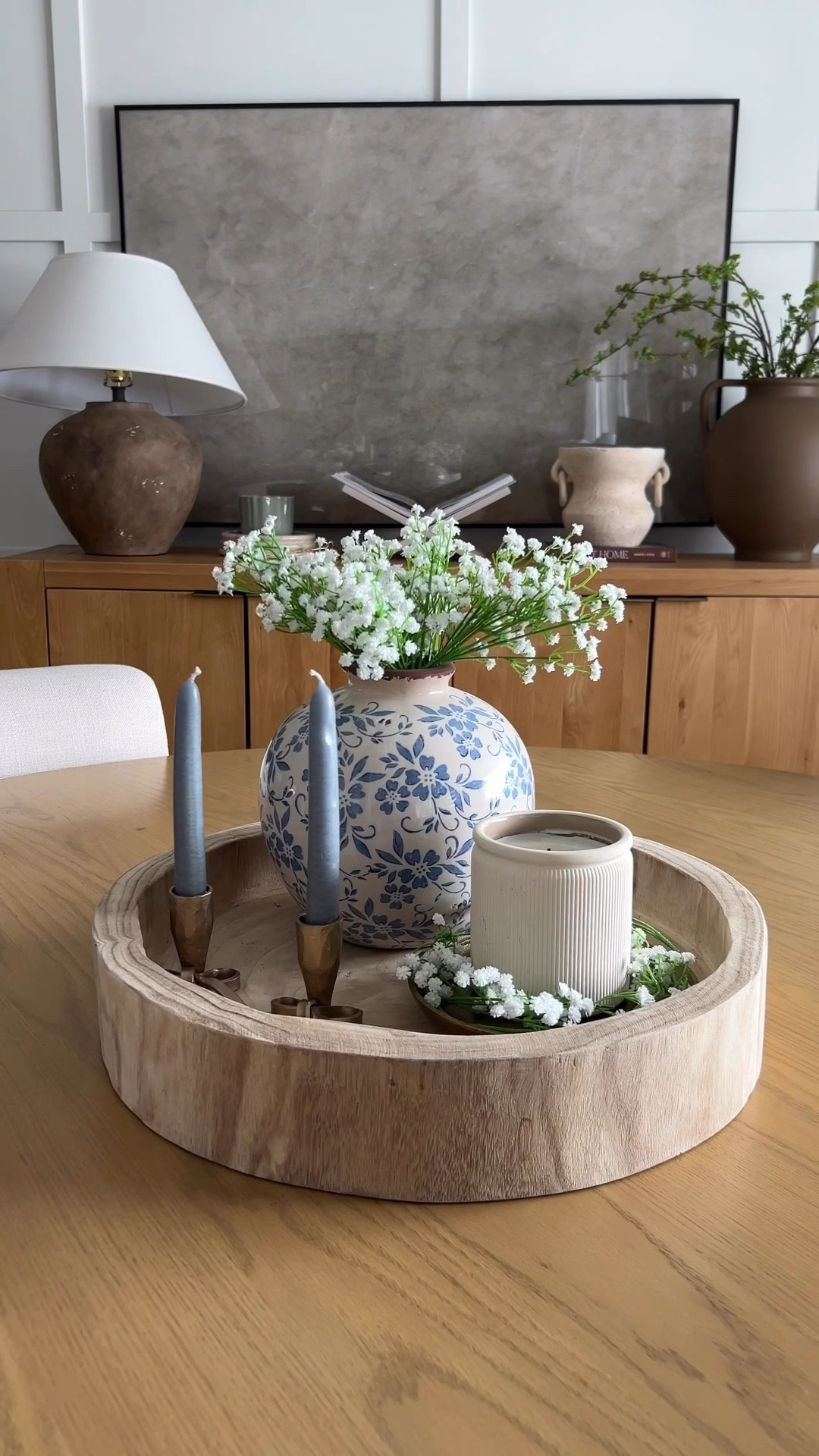 Spring centerpiece with pops of blue 

#LTKHome #LTKSeasonal