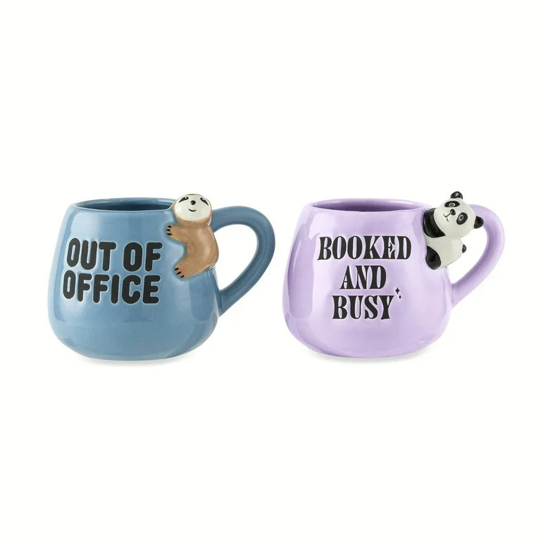 Thyme & Table 2 Pack Sloth Out of Office and Booked and Busy Panada Mugs 15.5 fl oz, Stoneware | Walmart (US)