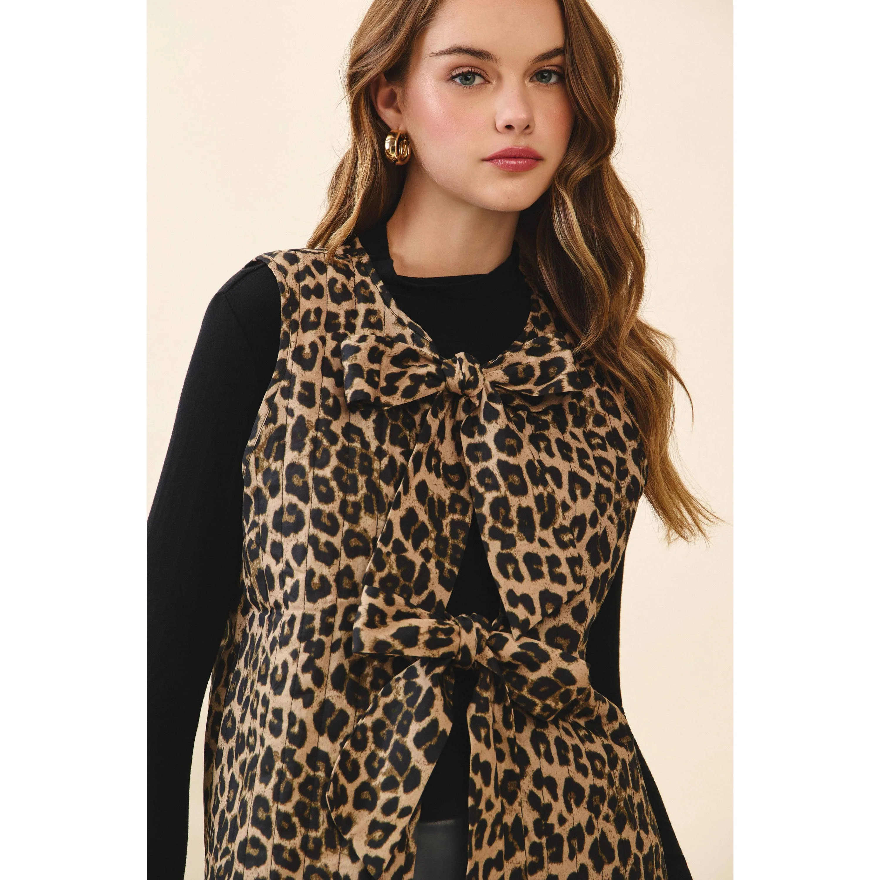 Leopard Print Front Bow Tie Closures Vest | Southern Roots Clothing Co.