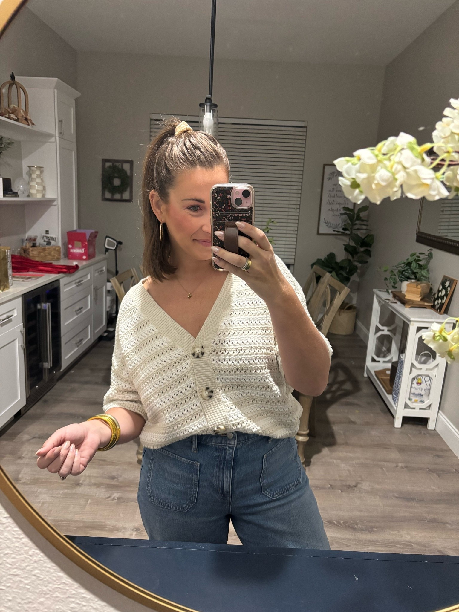 Crochet top & jeans for today’s look! Linked similar tops & love these denim front pocket jeans 

Tts: medium 
Size 29

#LTKdayinmylife #LTKMidsize #LTKootd