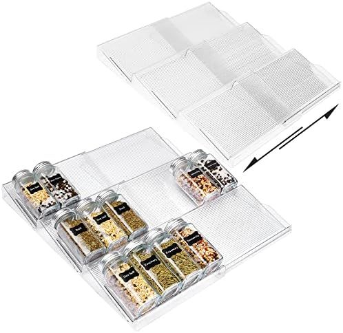 Vtopmart Spice Drawer Organizer, 4 Set Plastic Spice Rack Organizer for Drawer Cabinet, Expandable 3 | Amazon (US)