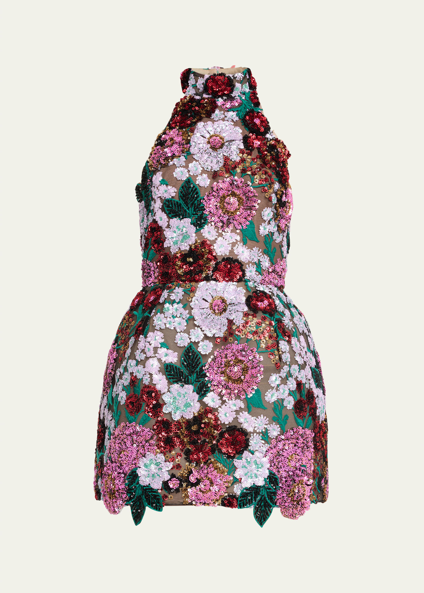Bronx and Banco Deirdre Sequin Embroidered Halter Mini Dress | Bergdorf Goodman